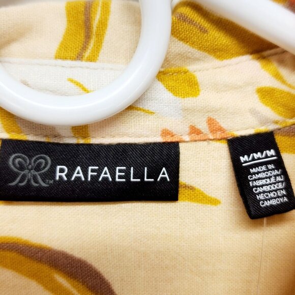 Rafaella Womens Short Sleeve Button-Down Shirt size M Linen-Blend Tropical Print - Picture 3 of 8